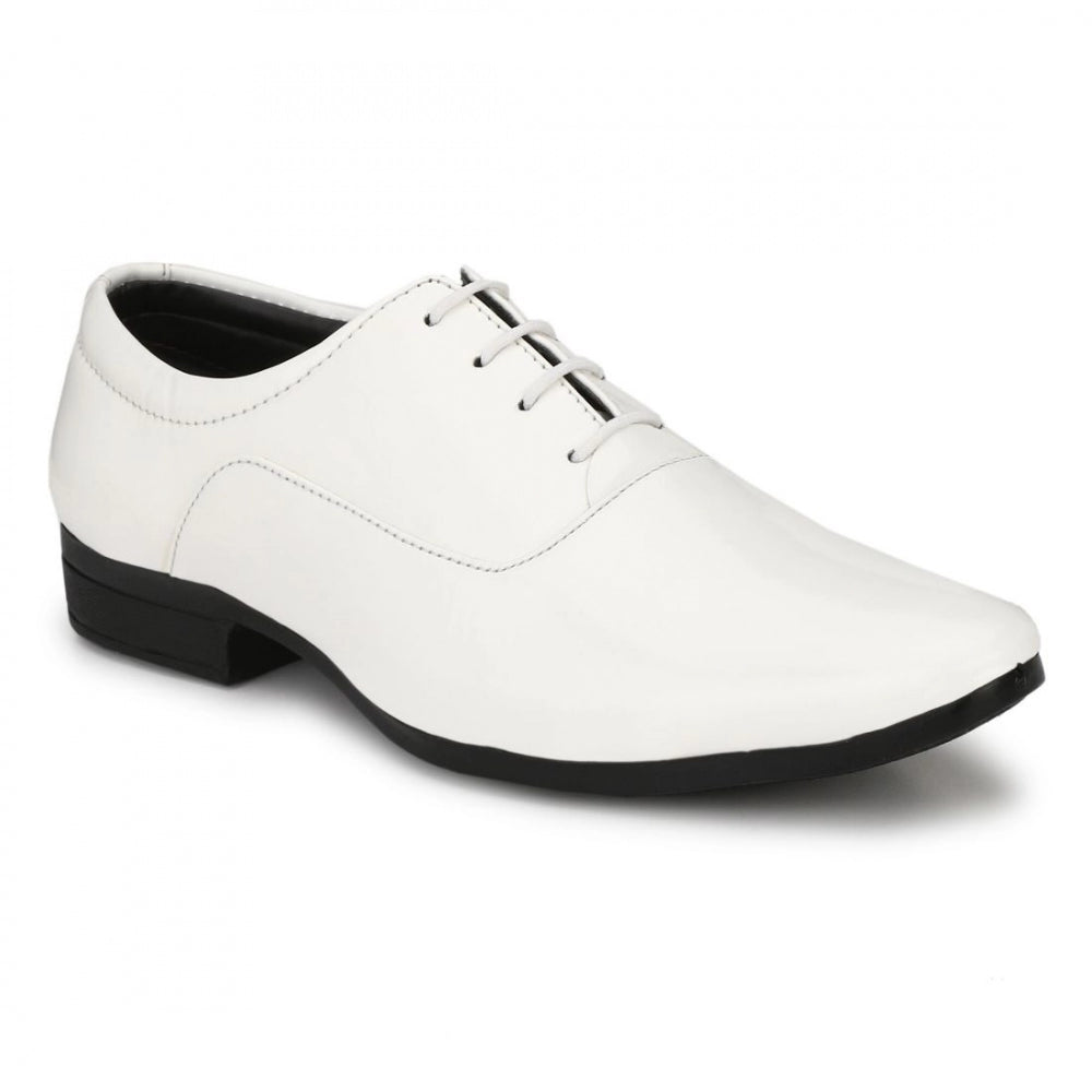 Generic Men's White Color Patent Leather Material  Casual Formal Shoes