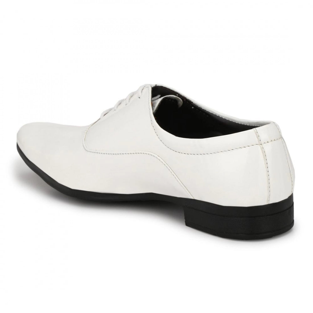 Generic Men's White Color Patent Leather Material  Casual Formal Shoes
