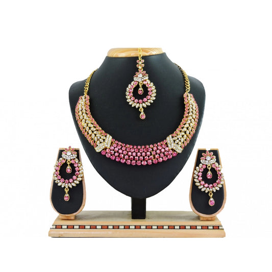 Generic Women's Alloy Necklace set (Pink)