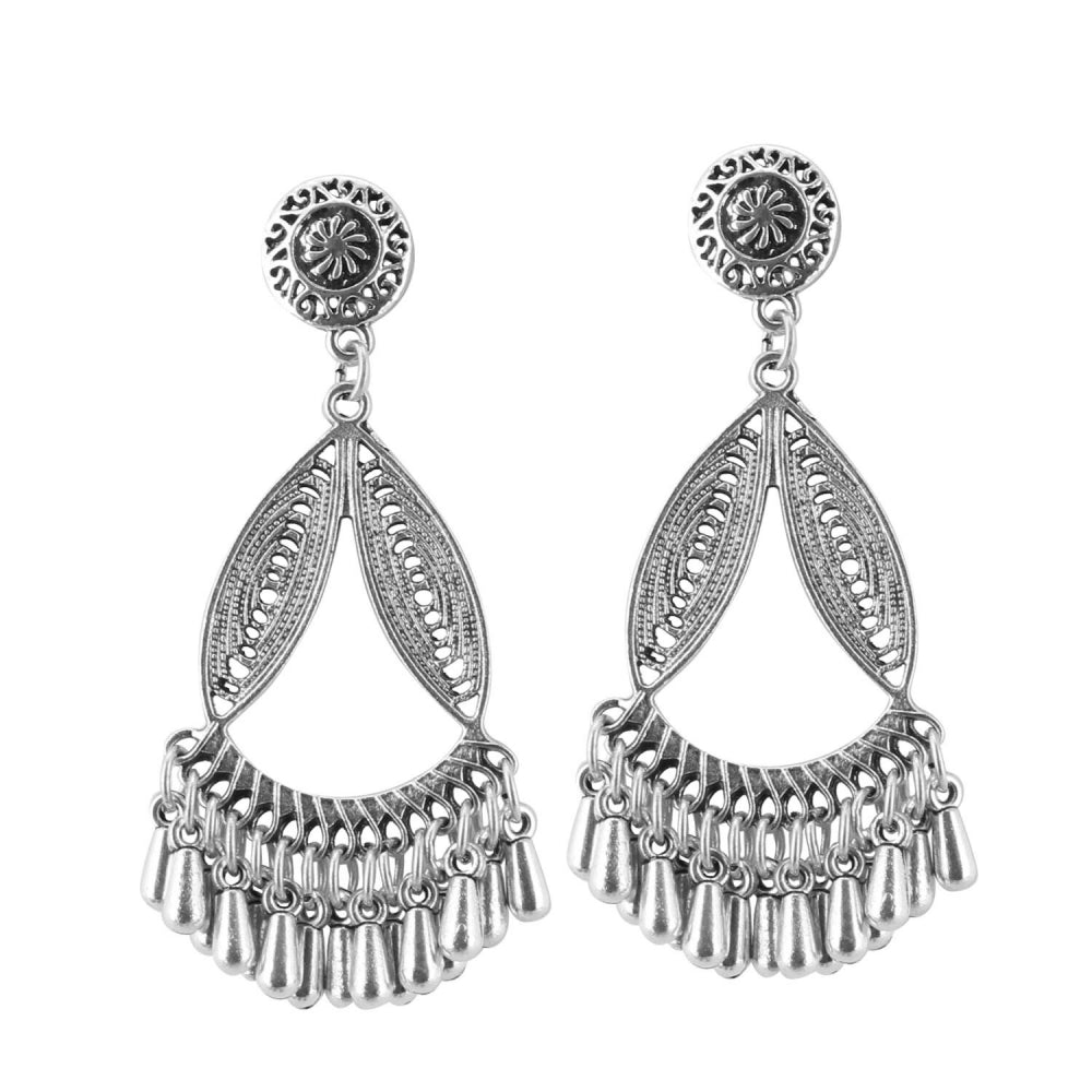 Generic Women's Silver Plated Hook Dangler Hanging Earrings-Silver