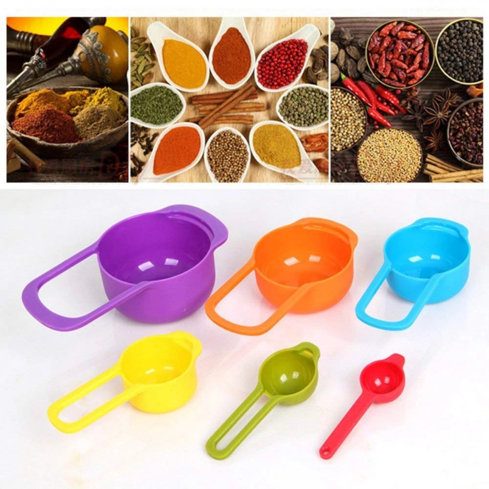 Generic Pack Of_2 Plastic Colorful Measuring Spoon Measuring Cup(6 Pcs Set) (Color: Assorted)