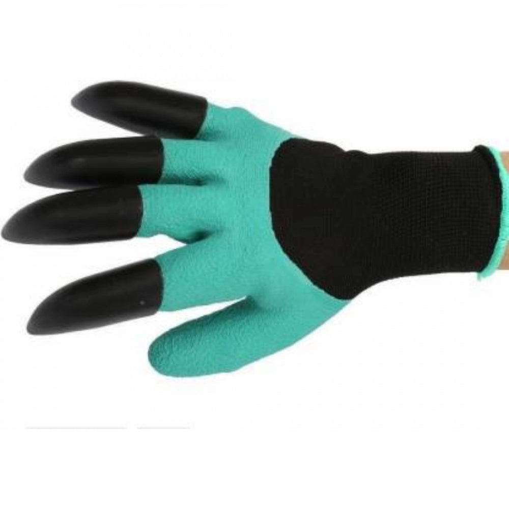 Generic Pack Of_2 Heavy Duty Garden Farming Gloves Washable With Right Hand Fingertips Claws (Color: Assorted)