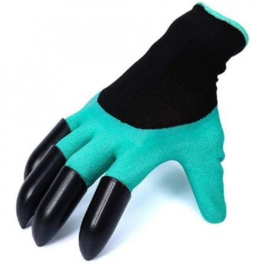 Generic Pack Of_2 Heavy Duty Garden Farming Gloves Washable With Right Hand Fingertips Claws (Color: Assorted)