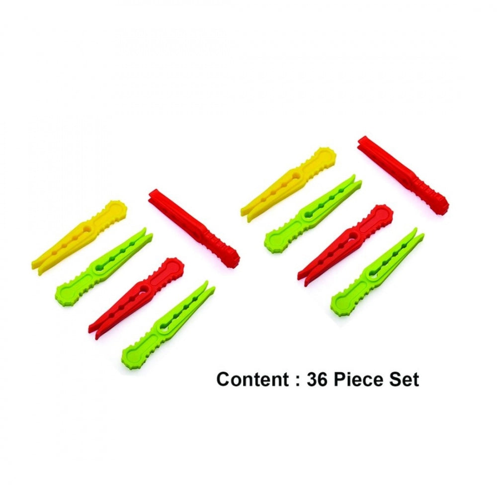 Generic Pack Of_3 Multipurpose Plastic Cloth Hanging Pegs Clips_36 Pcs (Color: Assorted)
