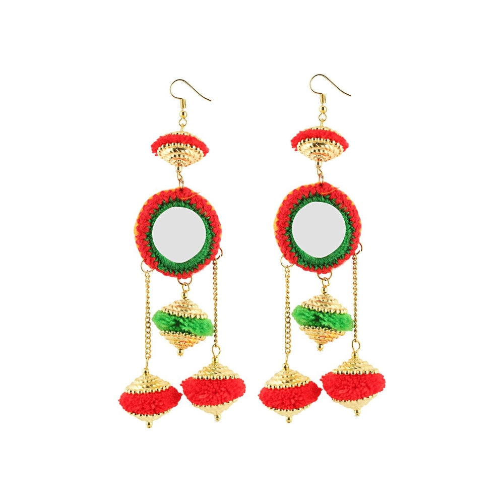 Generic Women's Pom Pom, Gold plated Hook Dangler Hanging Fashion Earring (Color: Multi Color)