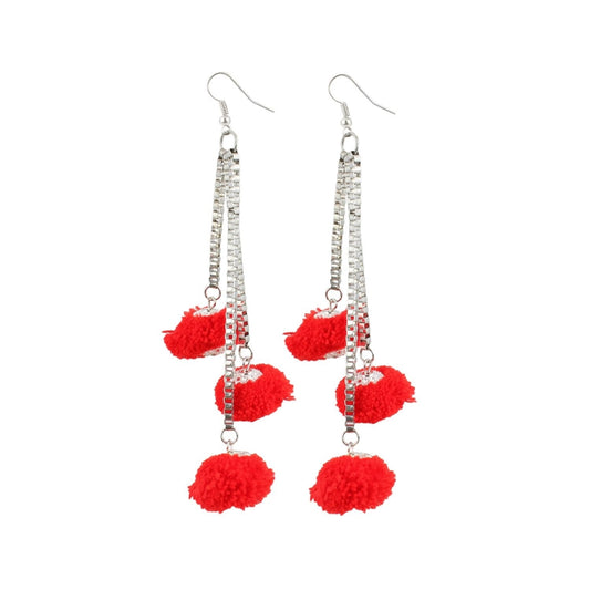 Generic Women's Alloy Hook Dangler Hanging Tassel Fashion Earring (Color: Red)