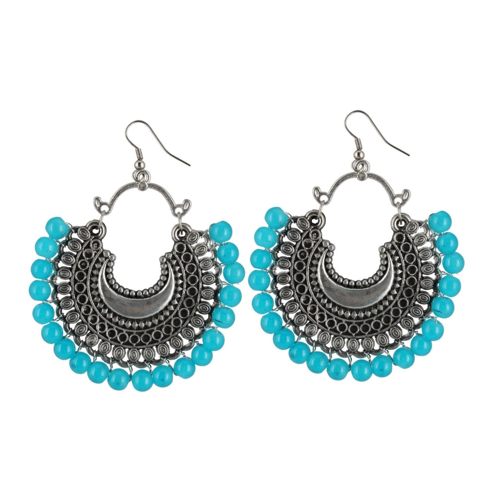 Generic Women's Onyx Stone, Silver plated Hook Dangler Hanging Fashion Earring (Color: Sky Blue)