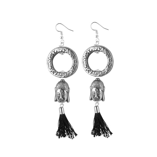 Generic Women's Oxidized Silver plated Buddha Style Earring (Color: Black)