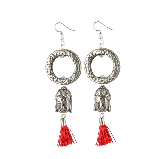 Generic Women's Oxidized Silver plated Tassel Fashion Earring (Color: Red)