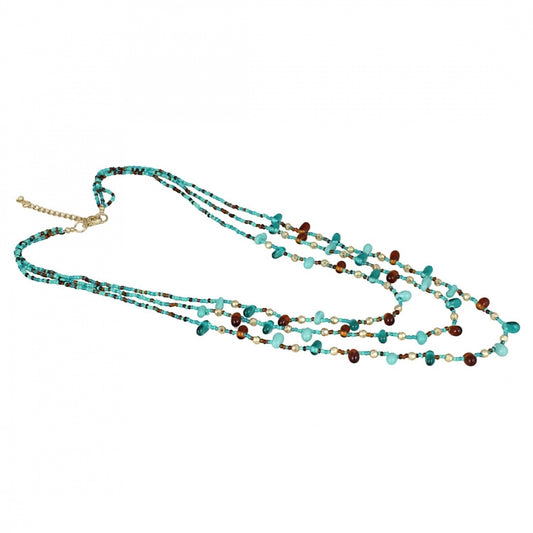 Generic Women's Designer Elegant Beads Necklace (Color: Firoji)