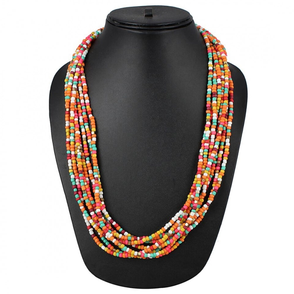 Generic Women's Designer Multi Colour Elegant Beads Necklace (Color: Multi Color)