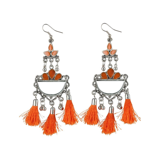 Generic Women's Alloy Afgani Tassel Earring (Color: Orange)