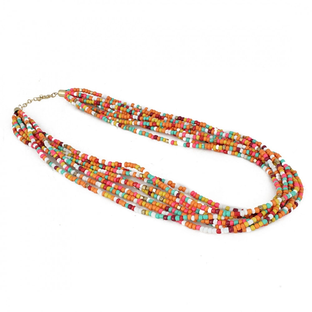 Generic Women's Designer Multi Colour Elegant Beads Necklace (Color: Multi Color)