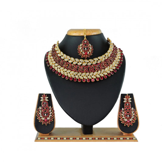 Generic Women's Alloy Necklace set (Maroon)