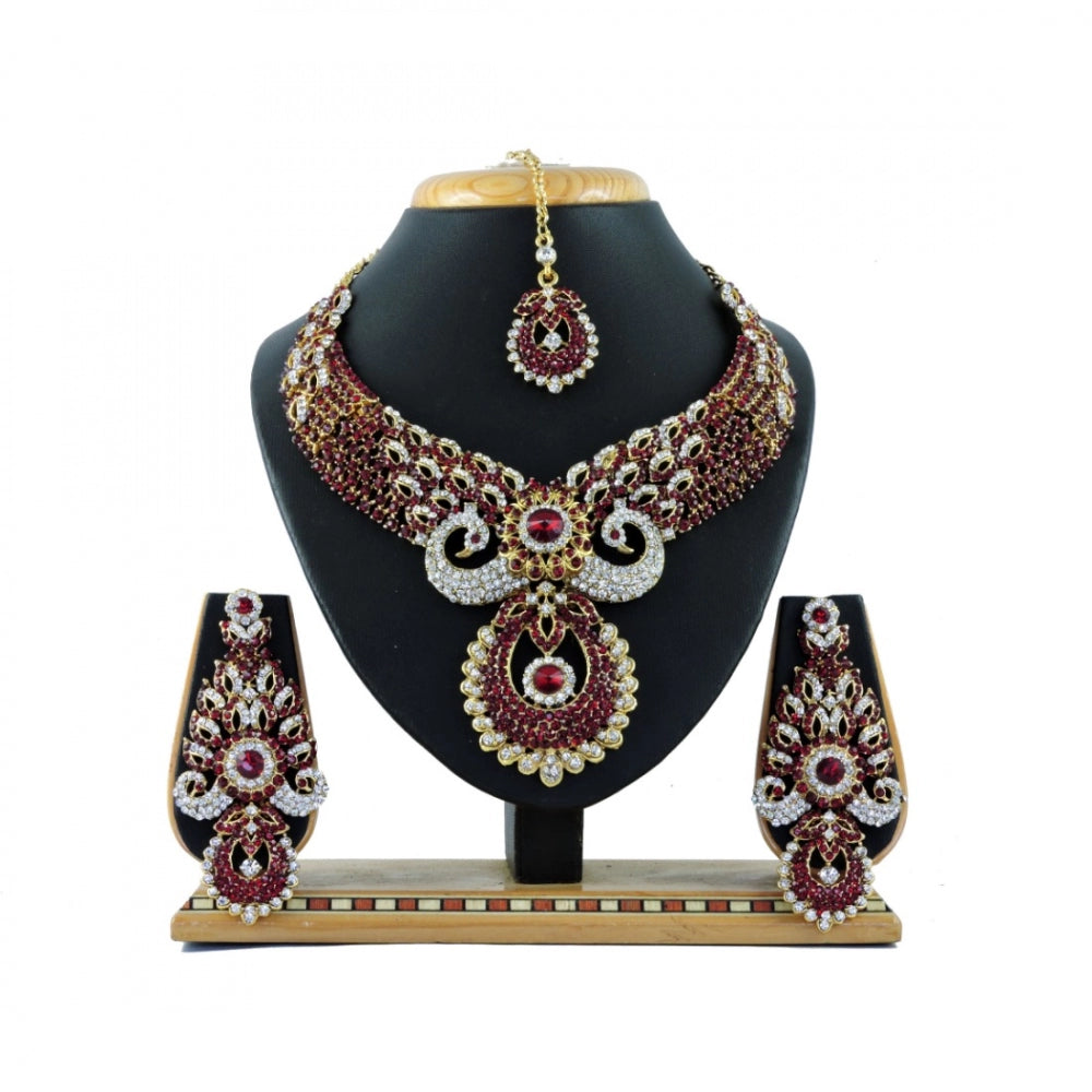 Generic Women's Alloy Necklace set (Maroon)