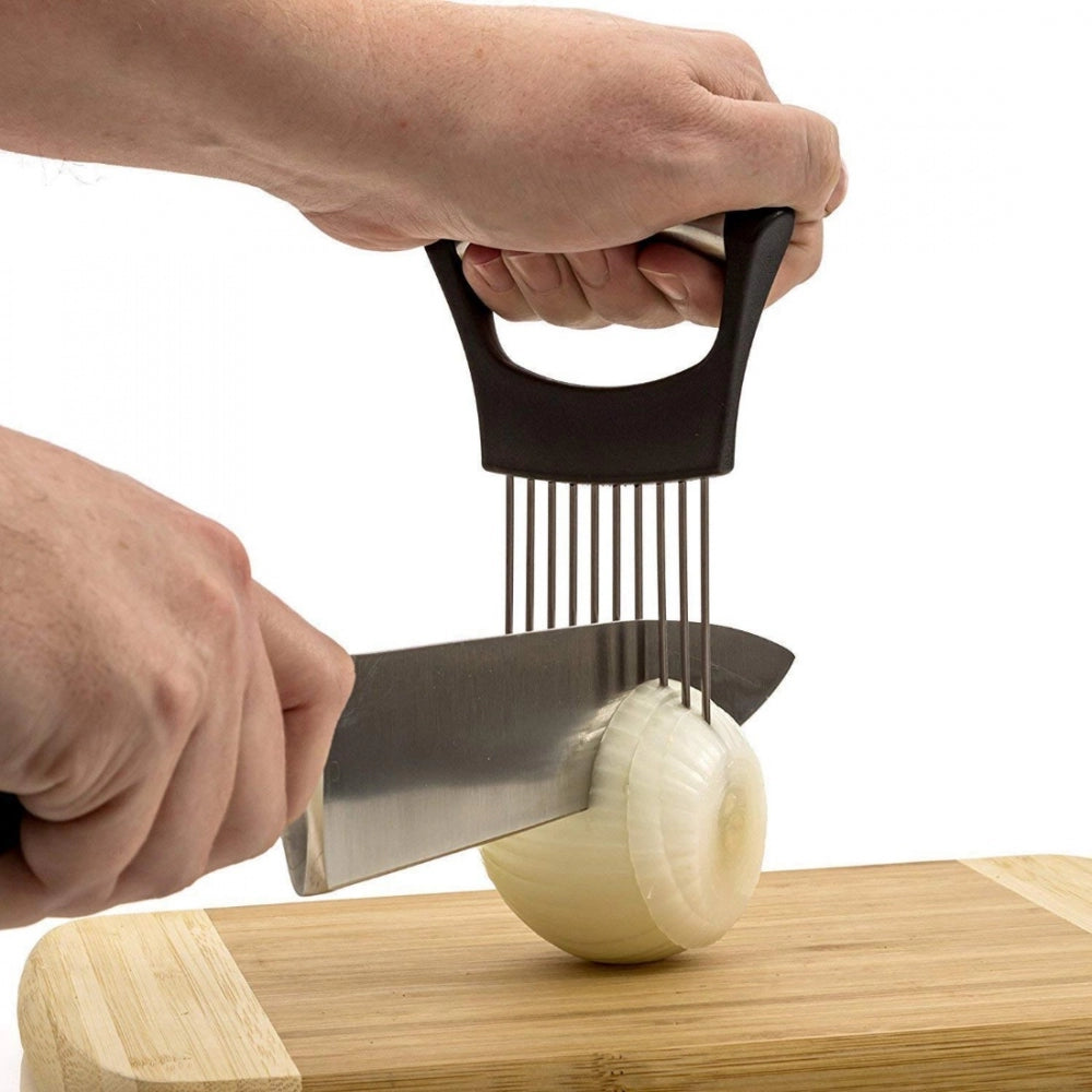 Generic Stainless Steel Onion Cutter Onion Holder (Color:Assorted)