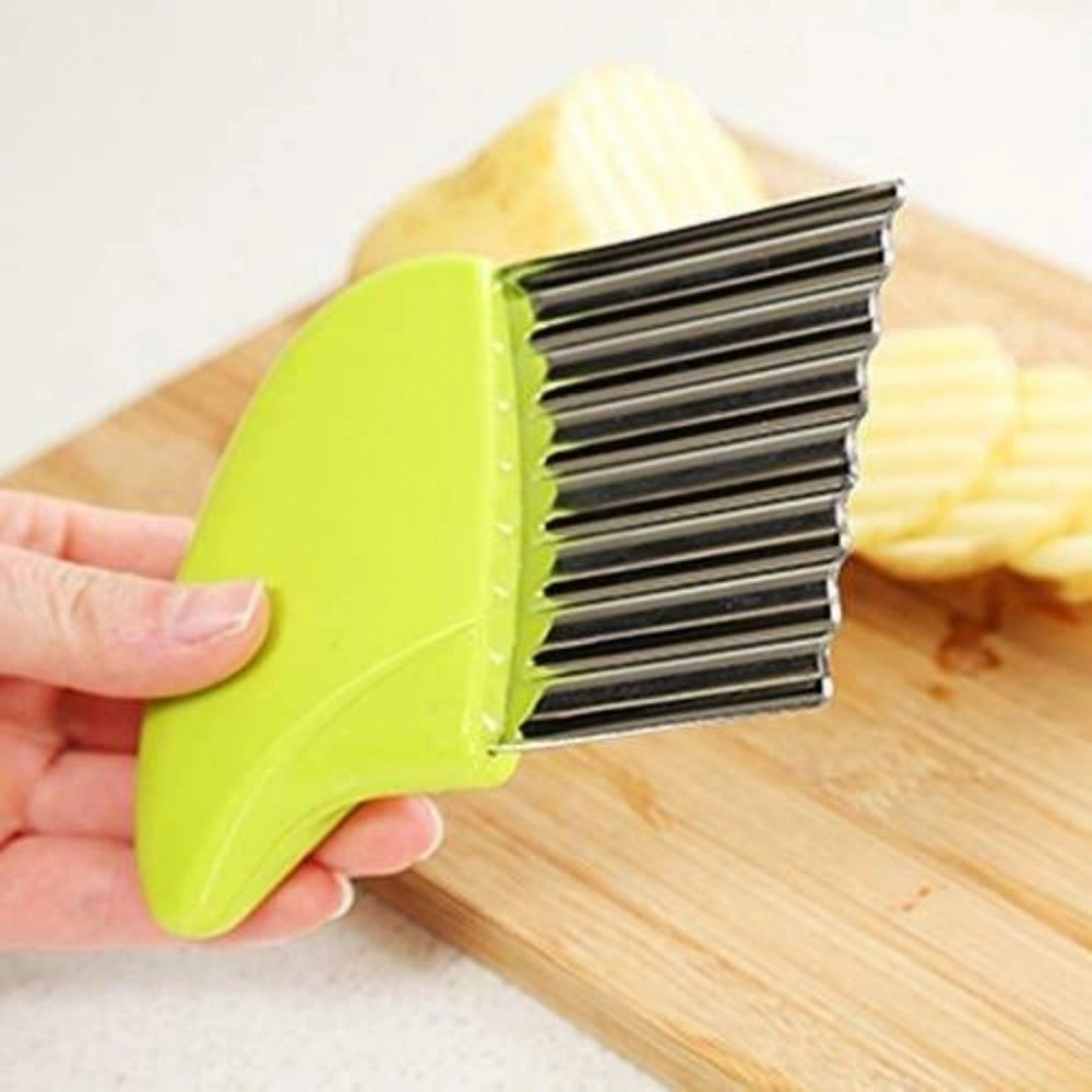Generic Pack Of_5 Wave Shape Stainless Steel Potato Cutter Slicer (Color:Assorted)