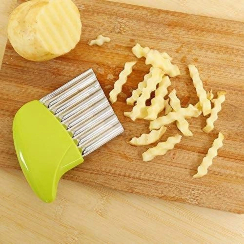 Generic Pack Of_5 Wave Shape Stainless Steel Potato Cutter Slicer (Color:Assorted)