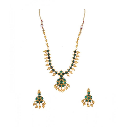 Generic Women's Elegent And Stylish Kampu Necklace Set (Green, Free Size)