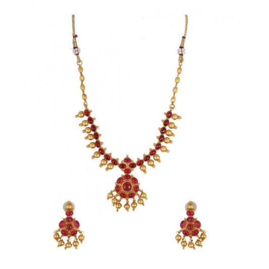 Generic Women's Elegent And Stylish Kampu Necklace Set (Red, Free Size)