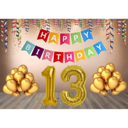 Generic 13Th Happy Birthday Decoration Combo With Multi Color Banner (Multicolor)