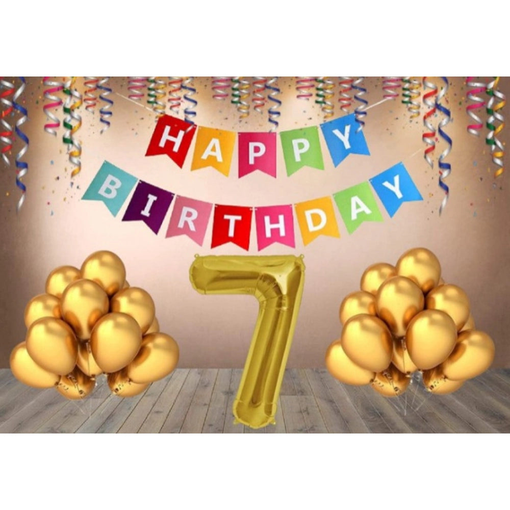 Generic 7Th Happy Birthday Decoration Combo With Multi Color Banner (Multicolor)