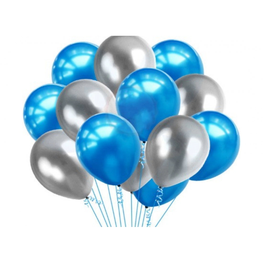 Generic 14Th Happy Birthday Decoration Combo With Foil And Star Balloons (Blue, Silver)