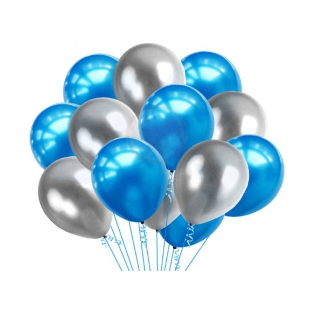 Generic 10Th Happy Birthday Decoration Combo With Foil And Star Balloons (Blue, Silver)