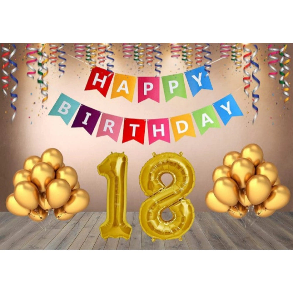 Generic 18Th Happy Birthday Decoration Combo With Multi Color Banner (Multicolor)