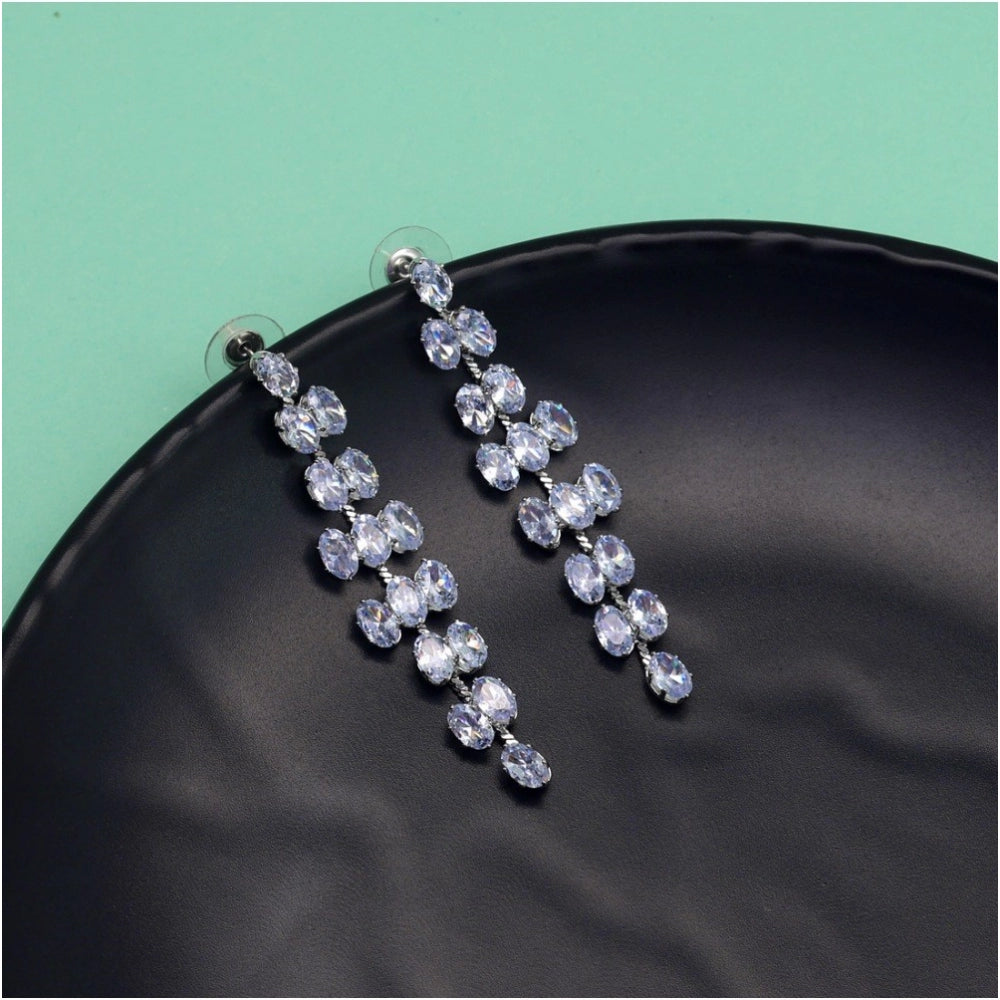 Generic Women's Silver Color Antique Stone Earrings