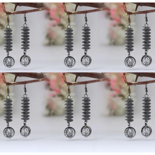 Generic Women's Black Color Antique Earrings Combo Of 6 Pairs