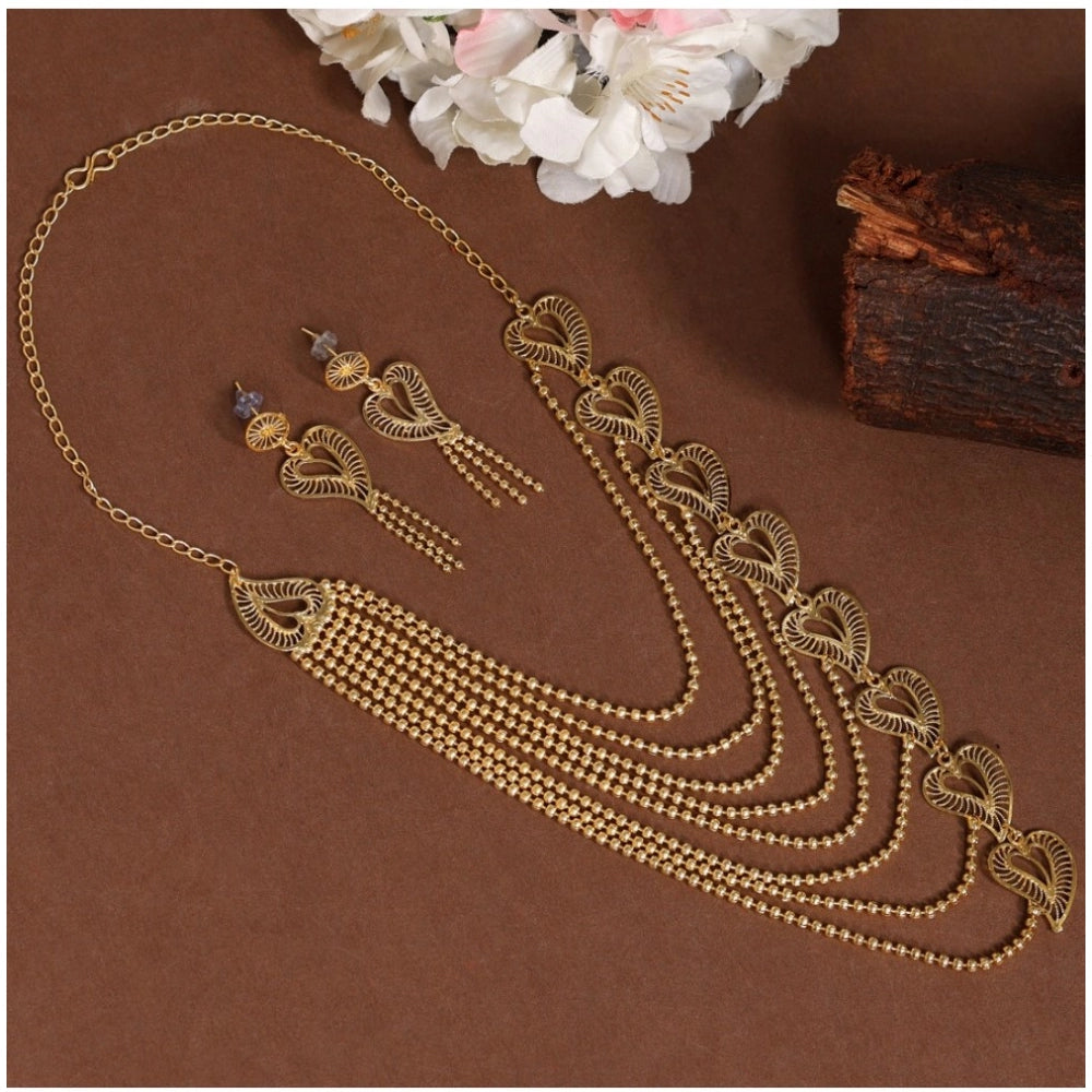 Generic Women's Gold Color Gold Plated Necklace Set Adjustable Chain