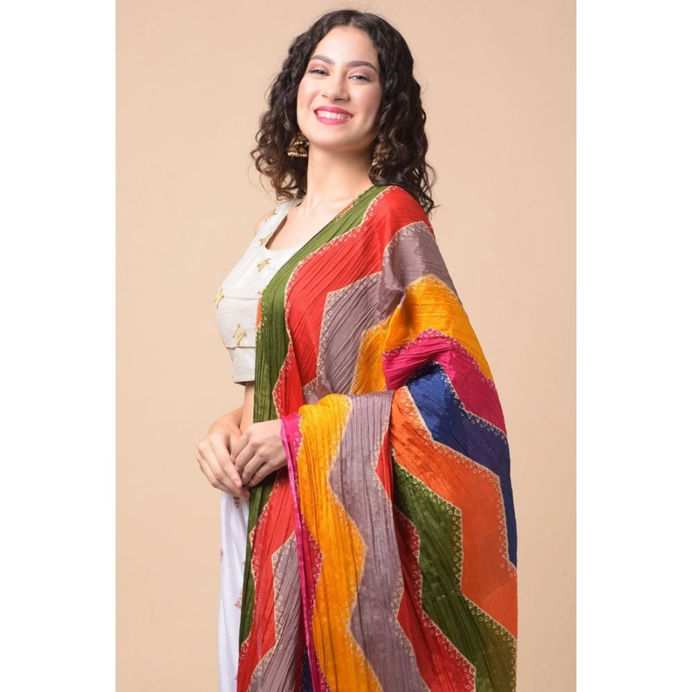 Generic Women's Chanderi Printed Dupatta (Multicolor, Length: 2.25 to 2.50 Mtr)
