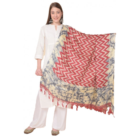 Generic Women's Art Silk Printed Dupatta (Maroon, Length: 2.25 to 2.50 Mtr)