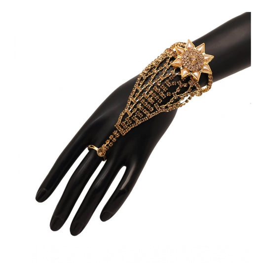 Generic Women's Gold Color Rhinestone Hathphool Adjustable Bracelet