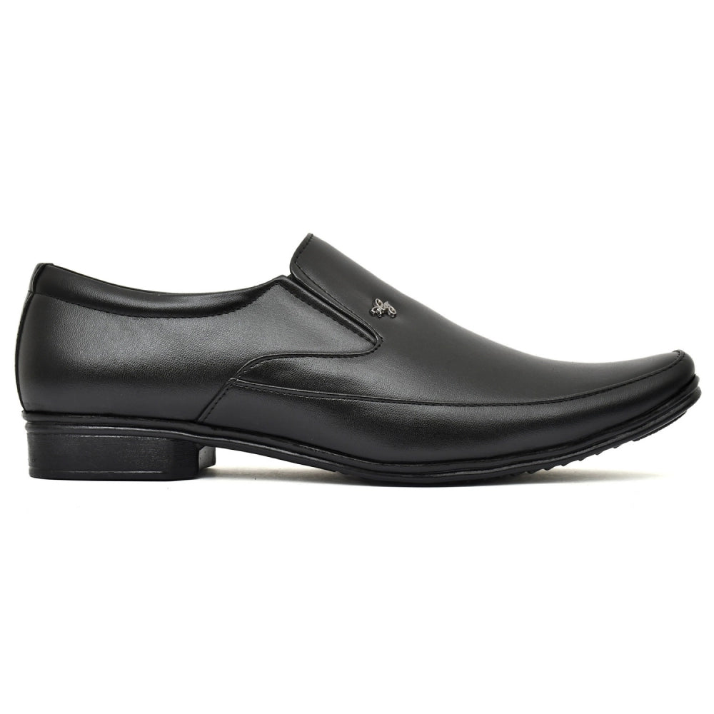 Generic Men's Solid Faux Leather Slip on Formal Shoes (Black)