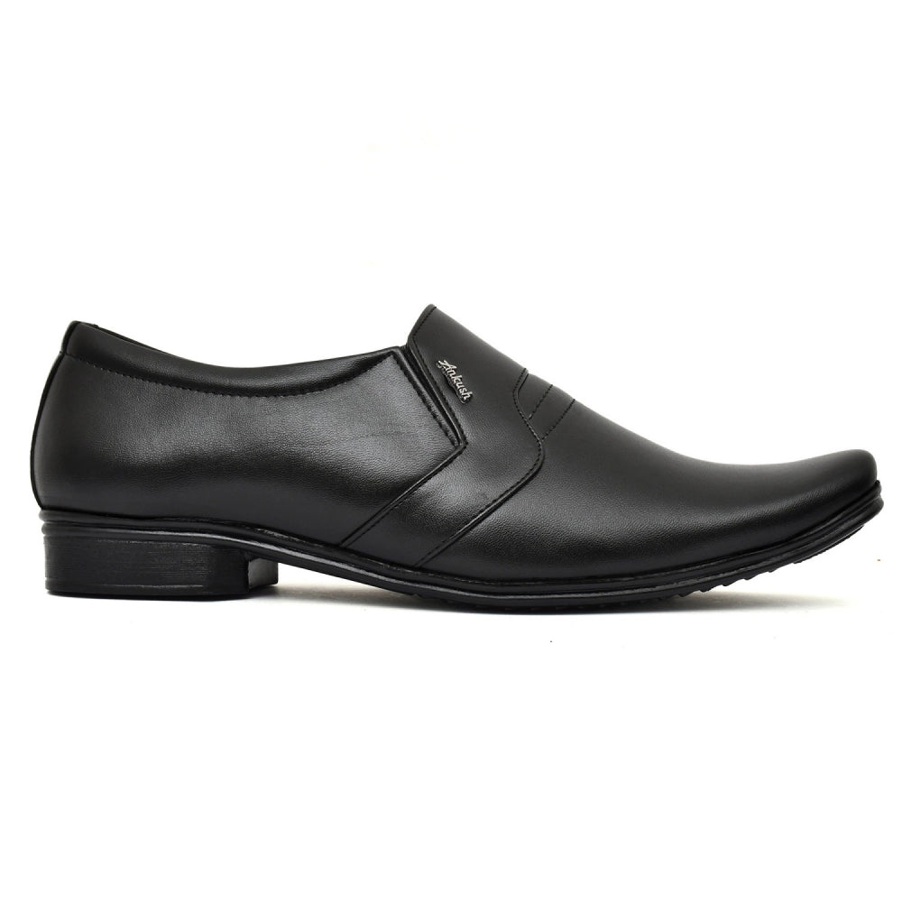 Generic Men's Solid Faux Leather Slip on Formal Shoes (Black)