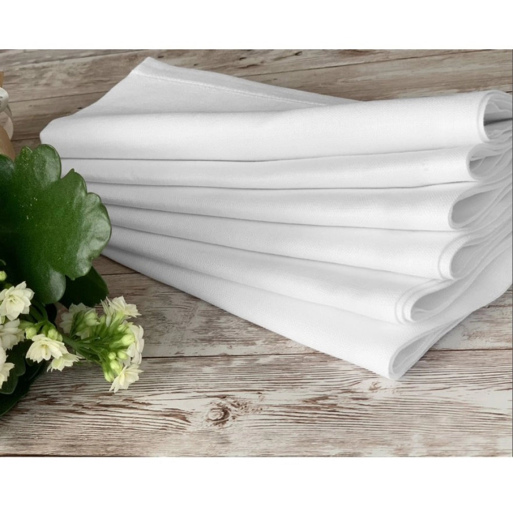 Generic Solid Cotton Napkins Sets (White)