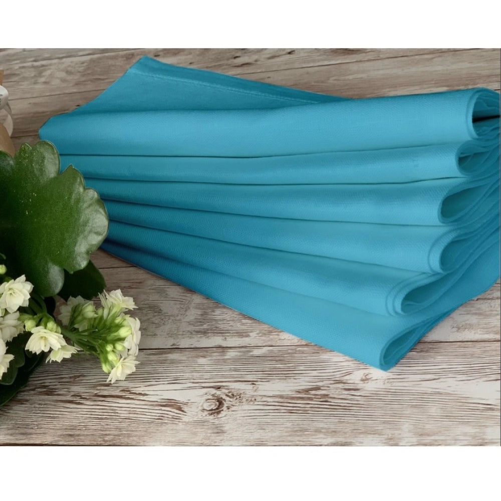 Generic Solid Cotton Napkins Sets (Turquoise Blue)