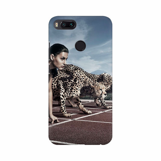 Cheetah and young women in Race Mobile case cover