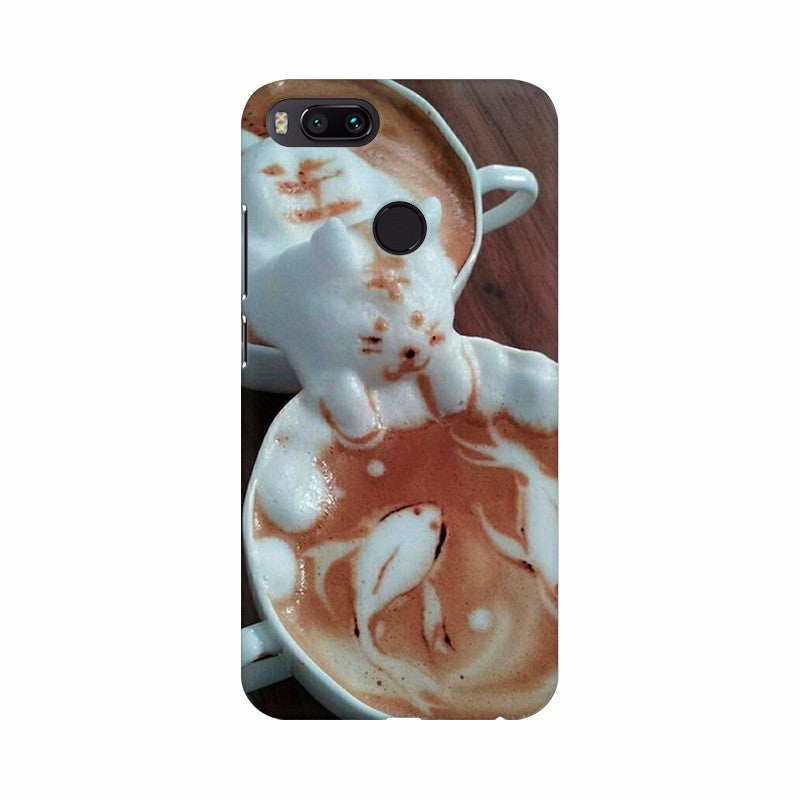 Coffee Cup with Cat and Fish Mobile Case Cover
