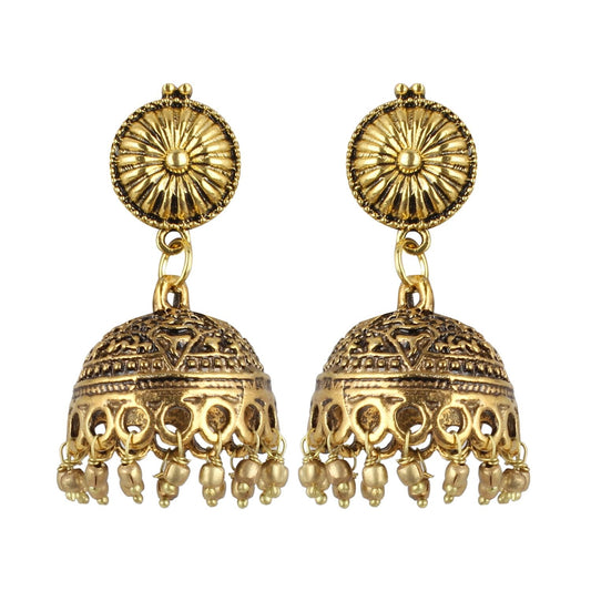 Generic Women's Gold Plated Jhumki Earrings-Gold