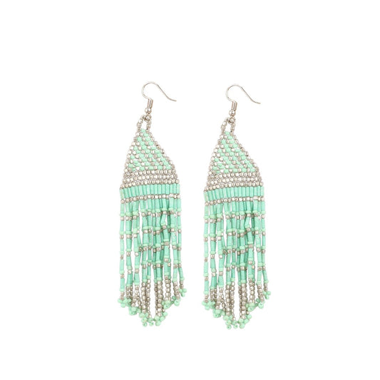 Generic Women's Alloy, Poth Beads Hook Dangler Hanging Earrings-Green