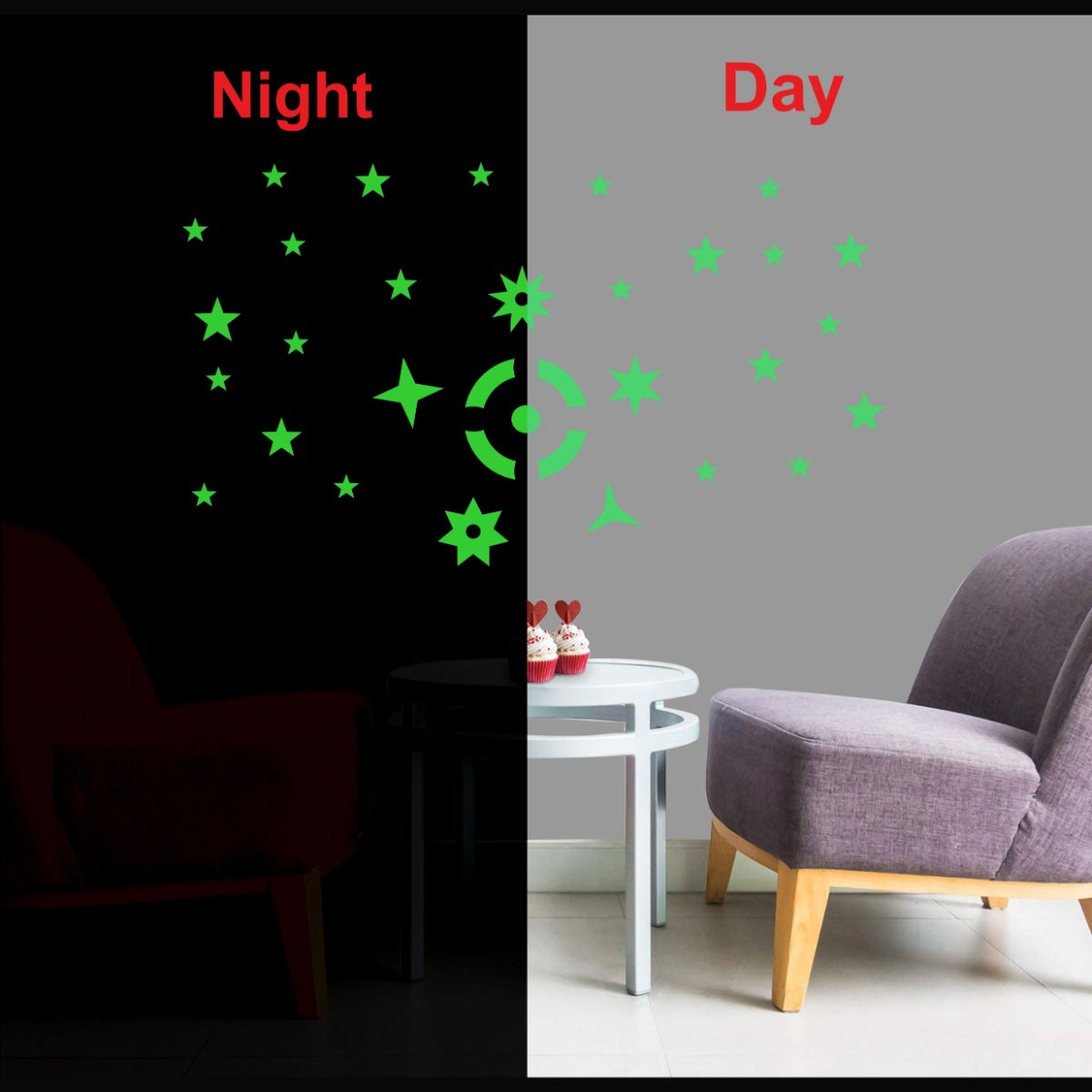 Generic Green Galaxy Of Stars With Moon Radium Wall Sticker