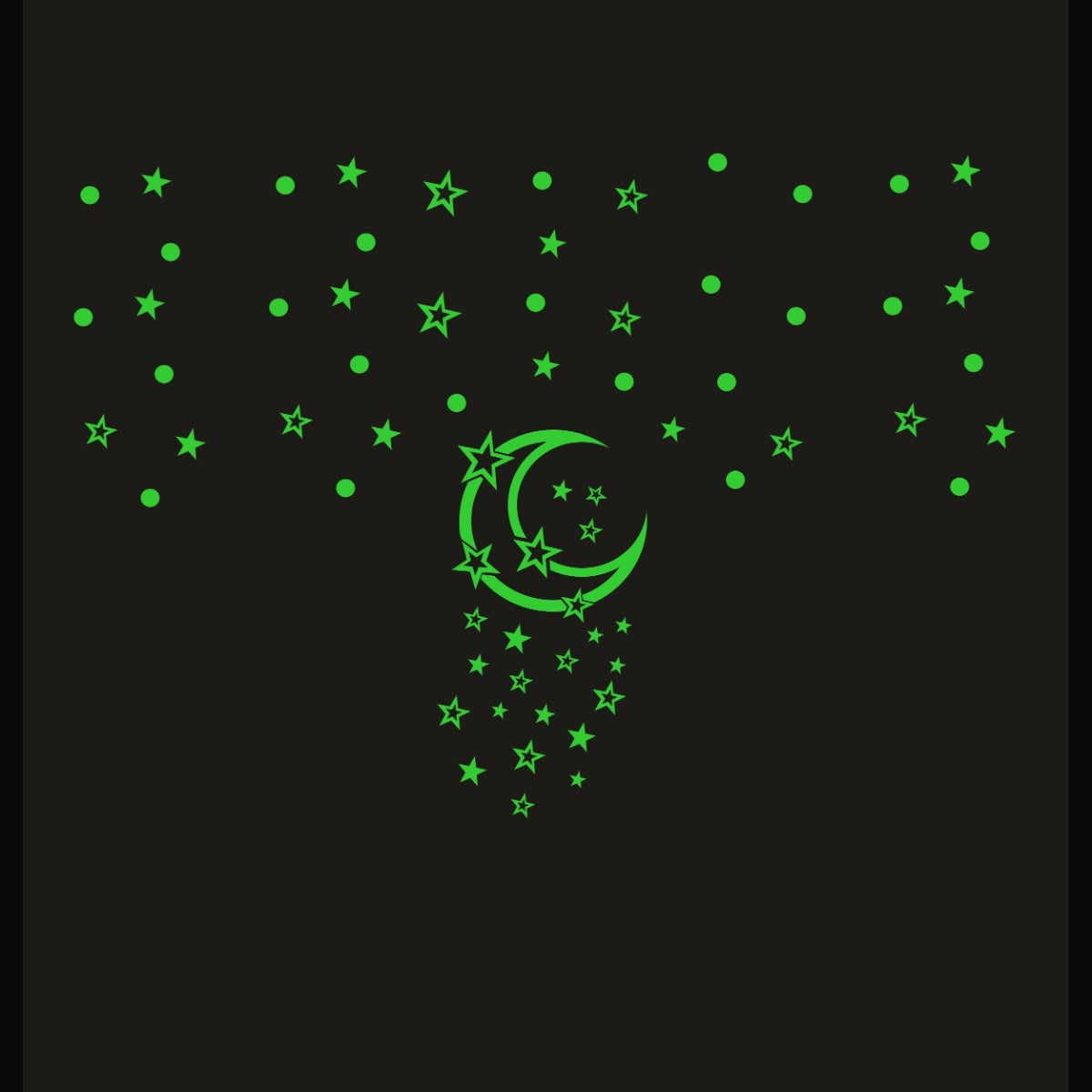 Generic Green Galaxy Of Stars With Moon Radium Wall Sticker