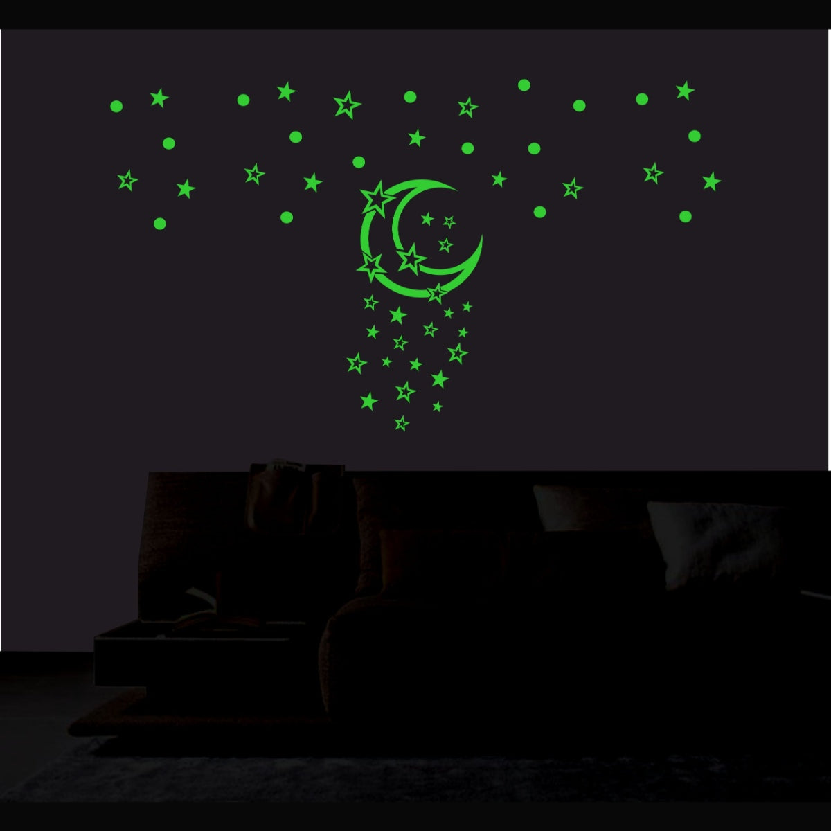 Generic Green Galaxy Of Stars With Moon Radium Wall Sticker