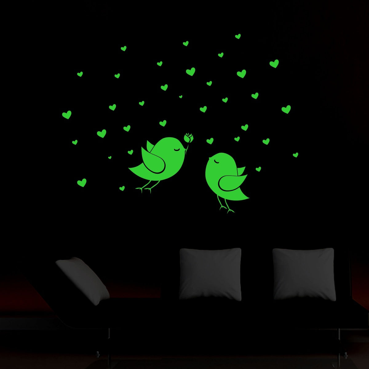 Generic Green Birds And Star Radium Wall Sticker