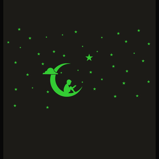 Generic Green Galaxy Of Stars With Moon Radium Wall Sticker