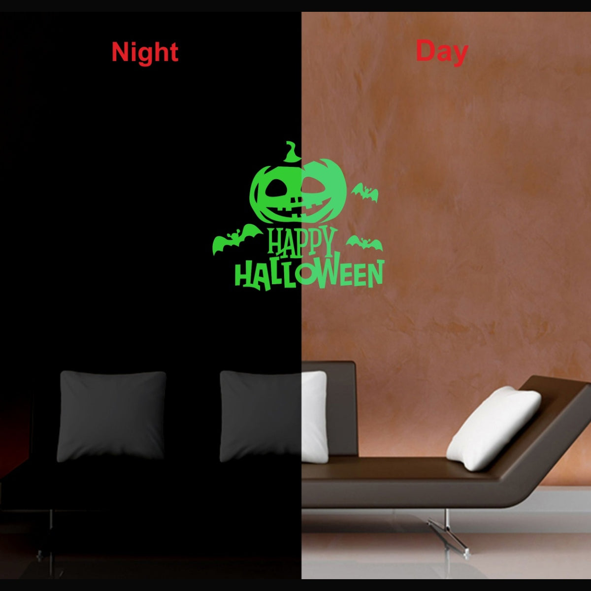 Generic Green Happy Halloween Radium Wall Sticker