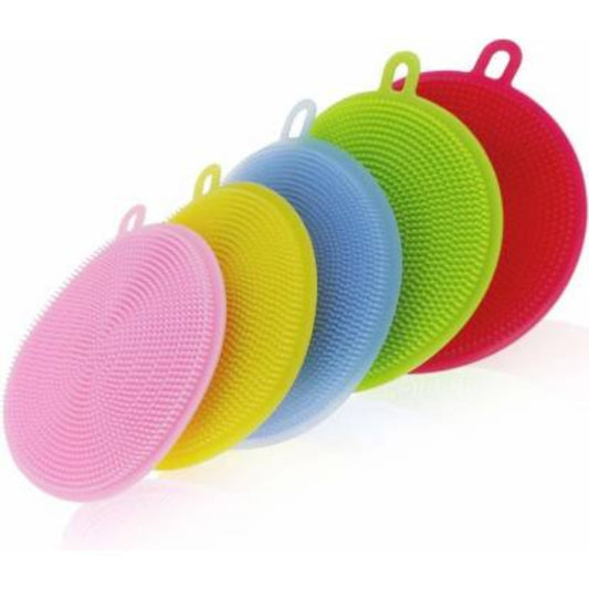 Generic Pack of 5_Home Cleaning Sponge Silicone Scrubber (Color: Assorted)